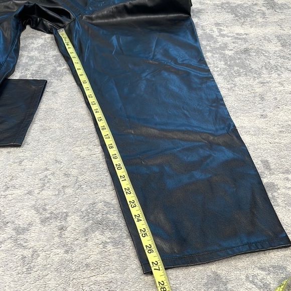 New Paige Jazz Black Vegan Faux Leather Pants High Rise Straight Leg Sz 12 - Picture 10 of 14